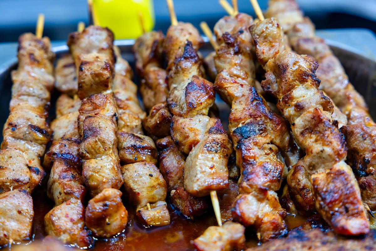 Grilled meat skewers an irresistible taste of Mediterranean street food